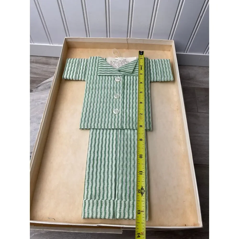 Dishcloth Novelty Pajamas Green Striped Kitchen Handwipers Poem Gift 60s VTG